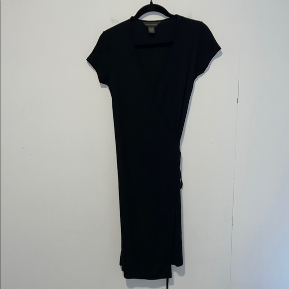 Banana Republic Short Sleeve Black Knee Length Wrap Dress T10* - Picture 1 of 4
